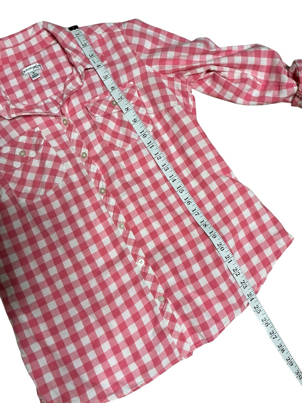 Strawberry Shortcake Upcycled Top Flannel Shirt Western Fringe Cowgirl - Picture 10 of 13